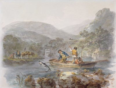Salmon Spearing by Julius Caesar Ibbetson
